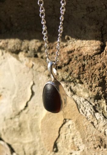 Brown Seaglass and Sterling silver Pendant - Image 2