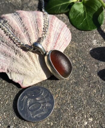 Brown Seaglass and Sterling silver Pendant - Image 3